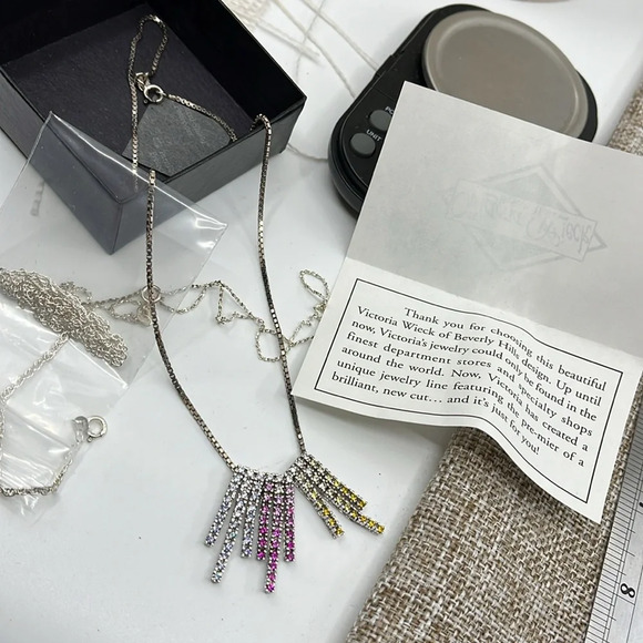 Victoria Wieck 925 Sterling Silver Multi-Gemstone Statement Necklace 🌈 - Picture 3 of 17